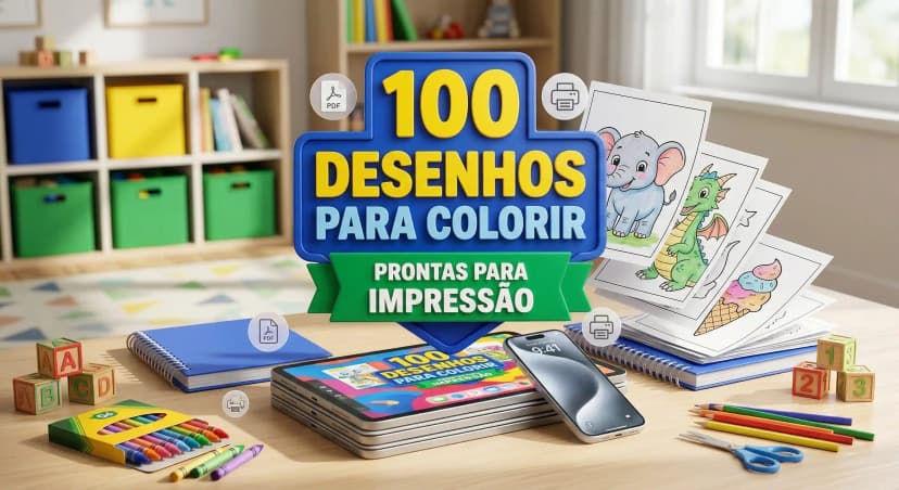 Mockup dos 100 Desenhos para Colorir